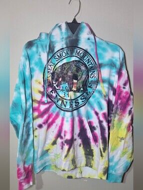 Sanjeev Gatlinburg Tennessee Tie Dye Hoodie Medium Great Smoky Mountains Bear